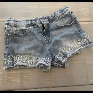 Girls Jean Shorts with embroidered hem